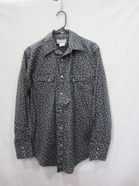 Wrangler Wrancher Men's Medium Black/Gray Paisley Long Sleeve Pearl Snap Shirt